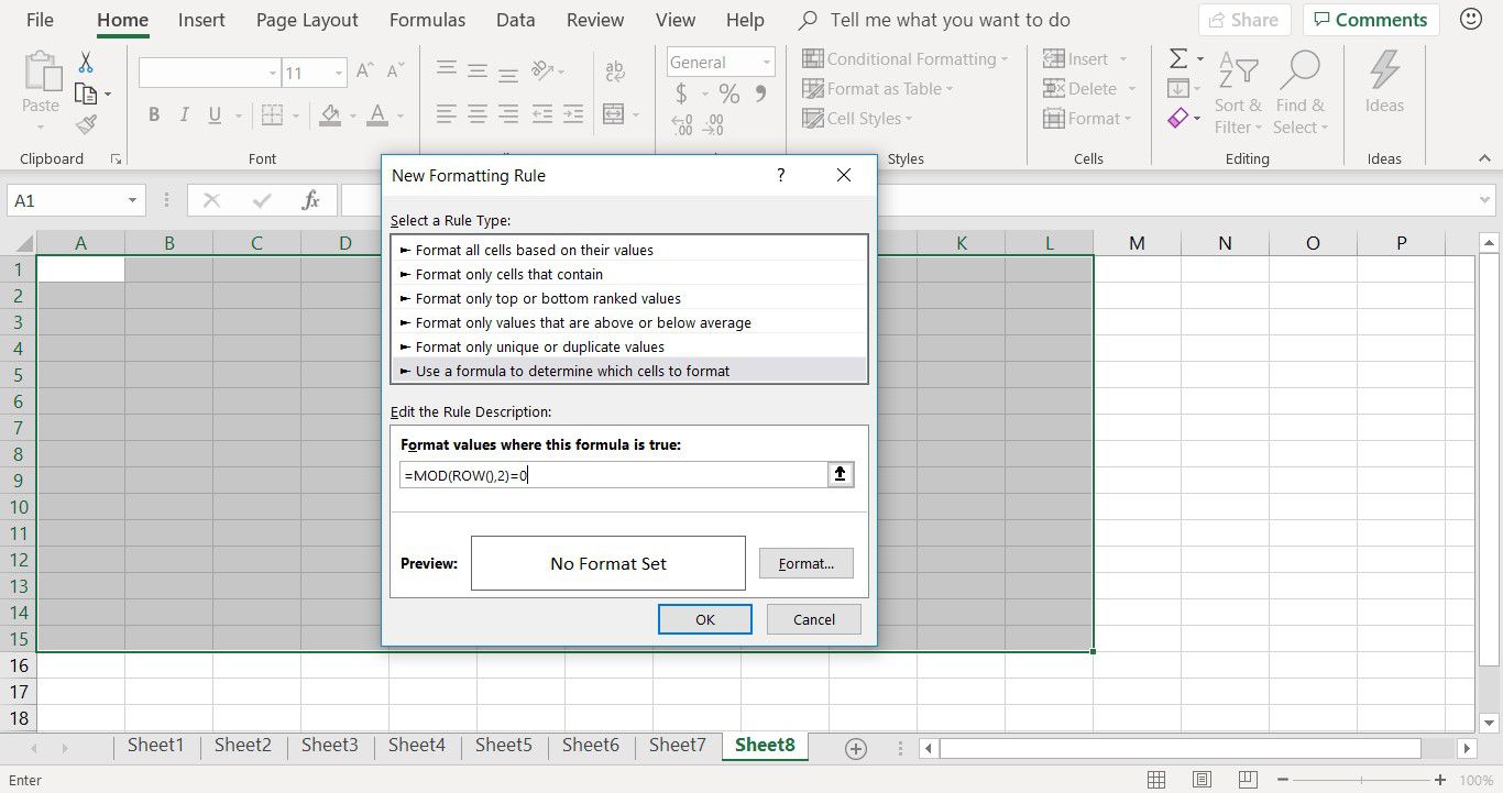 make every other row shaded in excel for mac